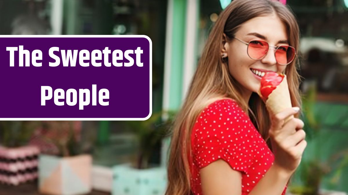 Romantic woman eating ice cream and smiling at camera, enjoying summer vacation, trip to tropical islands