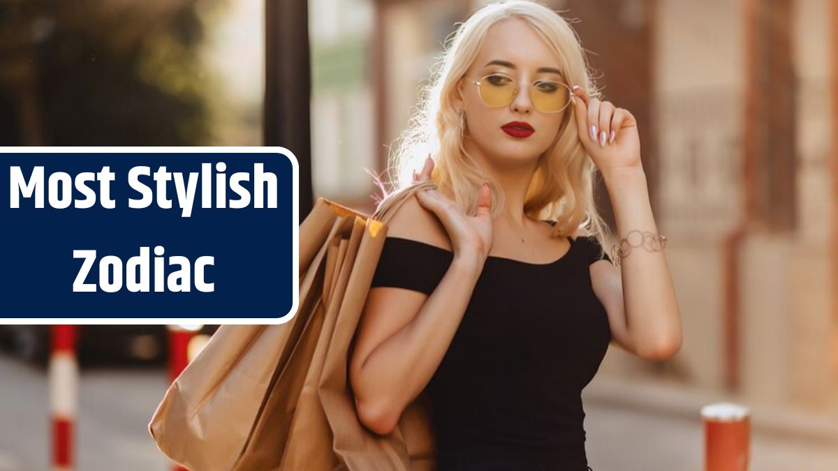 Blond attractive girl in sunglasses after shopping in summer sunshine