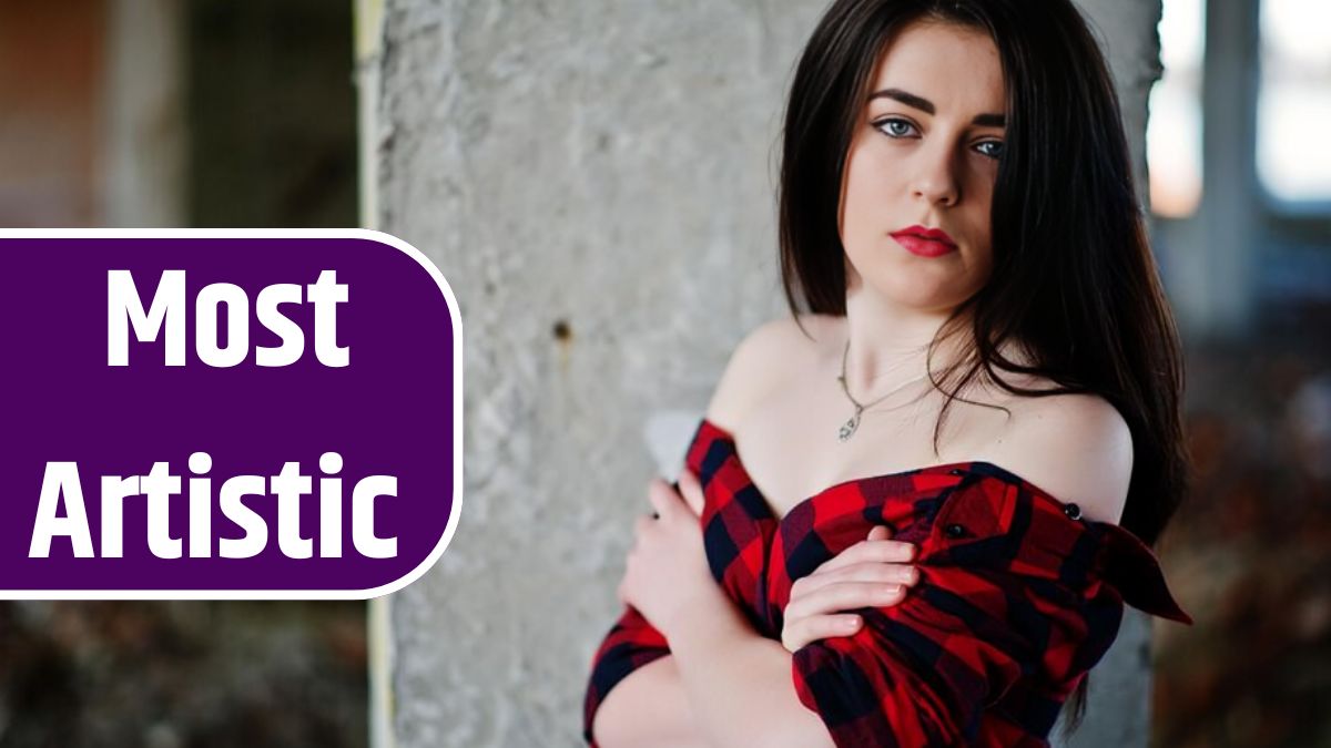 Portrait girl with red lips wearing a red checkered shirt with bare shoulders posed sexy background abadoned place